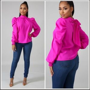 French Violet High Neck Collar Blouse